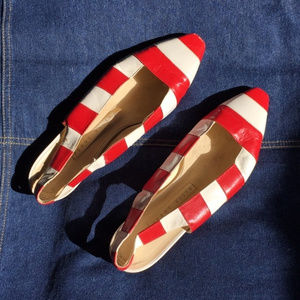 Vintage Pery Ellis Striped Leather Sandals